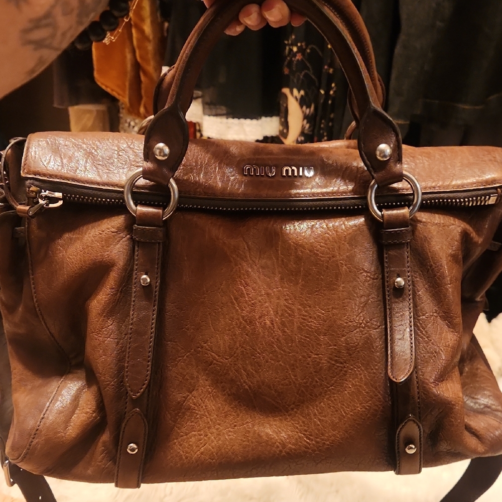 Miu Miu Brown Leather Briefcase with Vintage Appeal